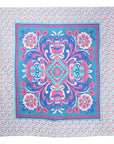 88" X 84" Blue Red And White Floral Cotton Hanging Tapestry