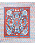 88" X 84" Red Blue And White Floral Cotton Hanging Tapestry