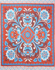 88" X 84" Red Blue And White Floral Cotton Hanging Tapestry