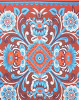 88" X 84" Red Blue And White Floral Cotton Hanging Tapestry