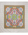 88" X 84" Green Red And White Floral Cotton Hanging Tapestry