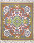 88" X 84" Green Red And White Floral Cotton Hanging Tapestry