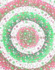 88" X 84" Green Red And White Floral Cotton Hanging Tapestry