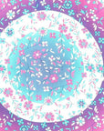 88" X 84" Pink Blue And White Floral Cotton Hanging Tapestry