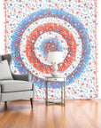 88" X 84" White Blue And Red Floral Cotton Hanging Tapestry