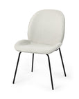 Set of Two White and Black Upholstered Fabric Dining Side Chairs