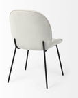 Set of Two White and Black Upholstered Fabric Dining Side Chairs