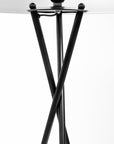 66" Black Tripod Floor Lamp With White Fabric Drum Shade