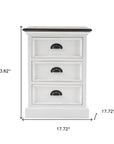 24" White and Brown Three Drawer Wood Nightstand