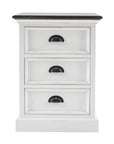 24" White and Brown Three Drawer Wood Nightstand