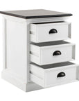 24" White and Brown Three Drawer Wood Nightstand