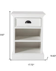 24" White Solid Wood Distressed One Drawer Nightstand