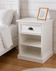 24" White Solid Wood Distressed One Drawer Nightstand