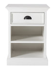 24" White Solid Wood Distressed One Drawer Nightstand