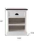 Distressed White and Deep Brown Nightstand With Shelves