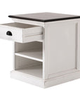 Distressed White and Deep Brown Nightstand With Shelves