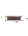 28" Brown Solid Wood Four Hook Wall Mount Coat Rack