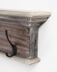 28" Brown Solid Wood Four Hook Wall Mount Coat Rack