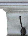 28" Black And Blue Solid Wood Four Hook Wall Mount Coat Rack