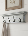 28" Black And Blue Solid Wood Four Hook Wall Mount Coat Rack