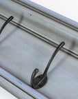 28" Black And Blue Solid Wood Four Hook Wall Mount Coat Rack