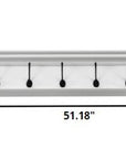 51" White Solid Wood Eight Hook Wall Mount Coat Rack
