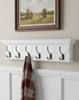 39" Classic White Wood Six Hook Hanging Coat Rack