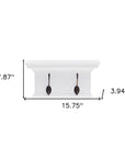 Classic White Two Hook Hanging Coat Rack