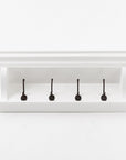 Classic White Wood Wide Four Hook Hanging Coat Rack