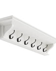 Classic White Wood Wide Six Hook Coat Rack