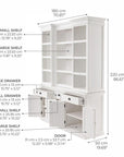 71" White Dining Hutch With Twelve Shelves And Three Drawers