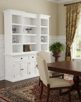 71" White Dining Hutch With Twelve Shelves And Three Drawers