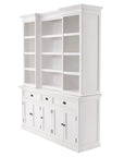 71" White Dining Hutch With Twelve Shelves And Three Drawers