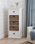 52" White Two Drawer Storage Cabinet With Baskets