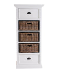 52" White Two Drawer Storage Cabinet With Baskets