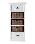 52" White Two Drawer Storage Cabinet With Baskets