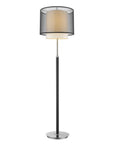 62" Floor Lamp With Black And White Fabric Drum Shade