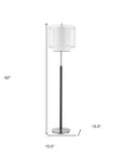 62" Floor Lamp With White Fabric Drum Shade