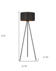 58" Matte Tripod Floor Lamp With Black Drum Shade