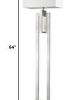 64" Nickel Traditional Shaped Floor Lamp With White Rectangular Shade