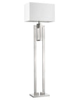 64" Nickel Traditional Shaped Floor Lamp With White Rectangular Shade