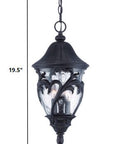Three Light Matte Black Leaf Detail Hanging Light