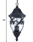 XL Three Light Matte Black Leaf Detail Hanging Light