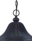 XL Three Light Matte Black Leaf Detail Hanging Light