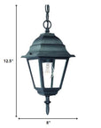 Matte Black Beveled Glass Outdoor Hanging Light