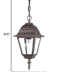 Antique Brown Beveled Glass Outdoor Hanging Light