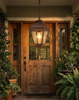 Antique Brown Beveled Glass Outdoor Hanging Light