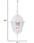 Distressed White Beveled Glass Outdoor Hanging Light