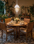 Distressed White Beveled Glass Outdoor Hanging Light