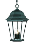 Three Light Matte Black Domed Glass Lantern Hanging Light